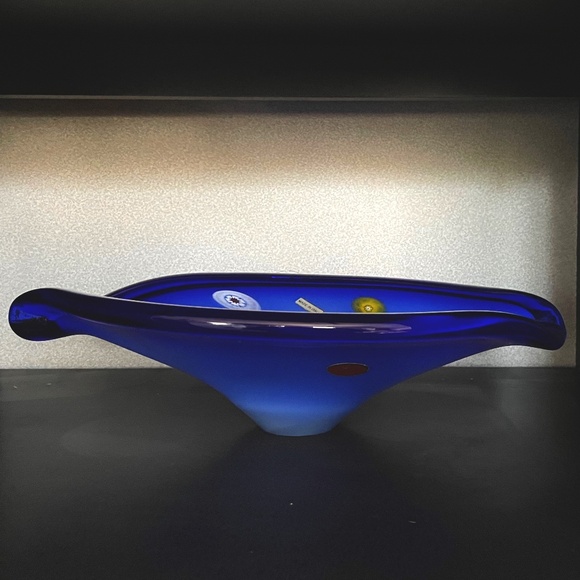 Vintage Murano Millefiori Art Glass Bowl Trinket Candy Dish Cobalt Blue - Picture 2 of 10